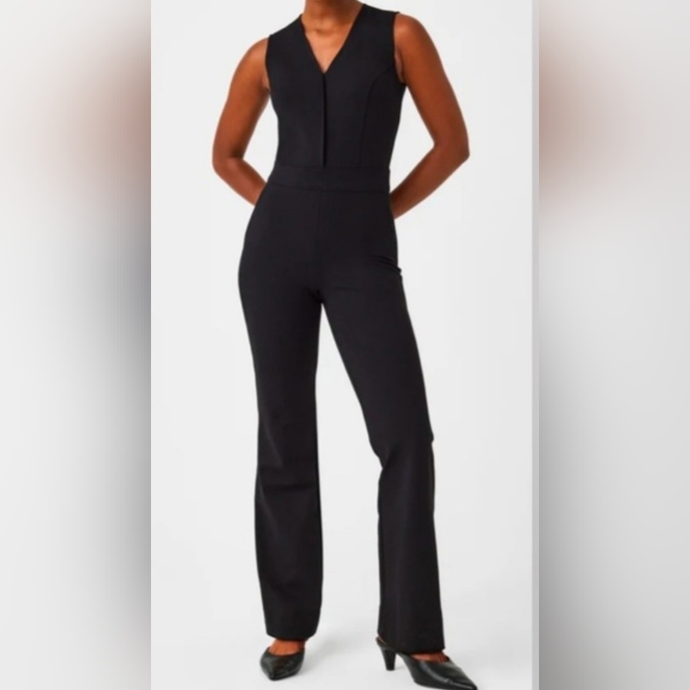 SPANX Perfect Sleeveless Jumpsuit In Black Size Large Tall - Picture 9 of 11